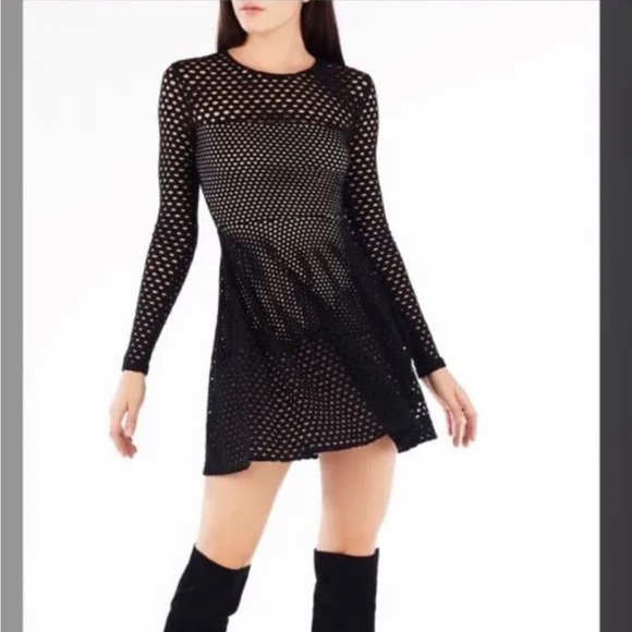 BCBG MaXAZRIA Black Mesh Lace Kyla Dress Size Large - Picture 2 of 4